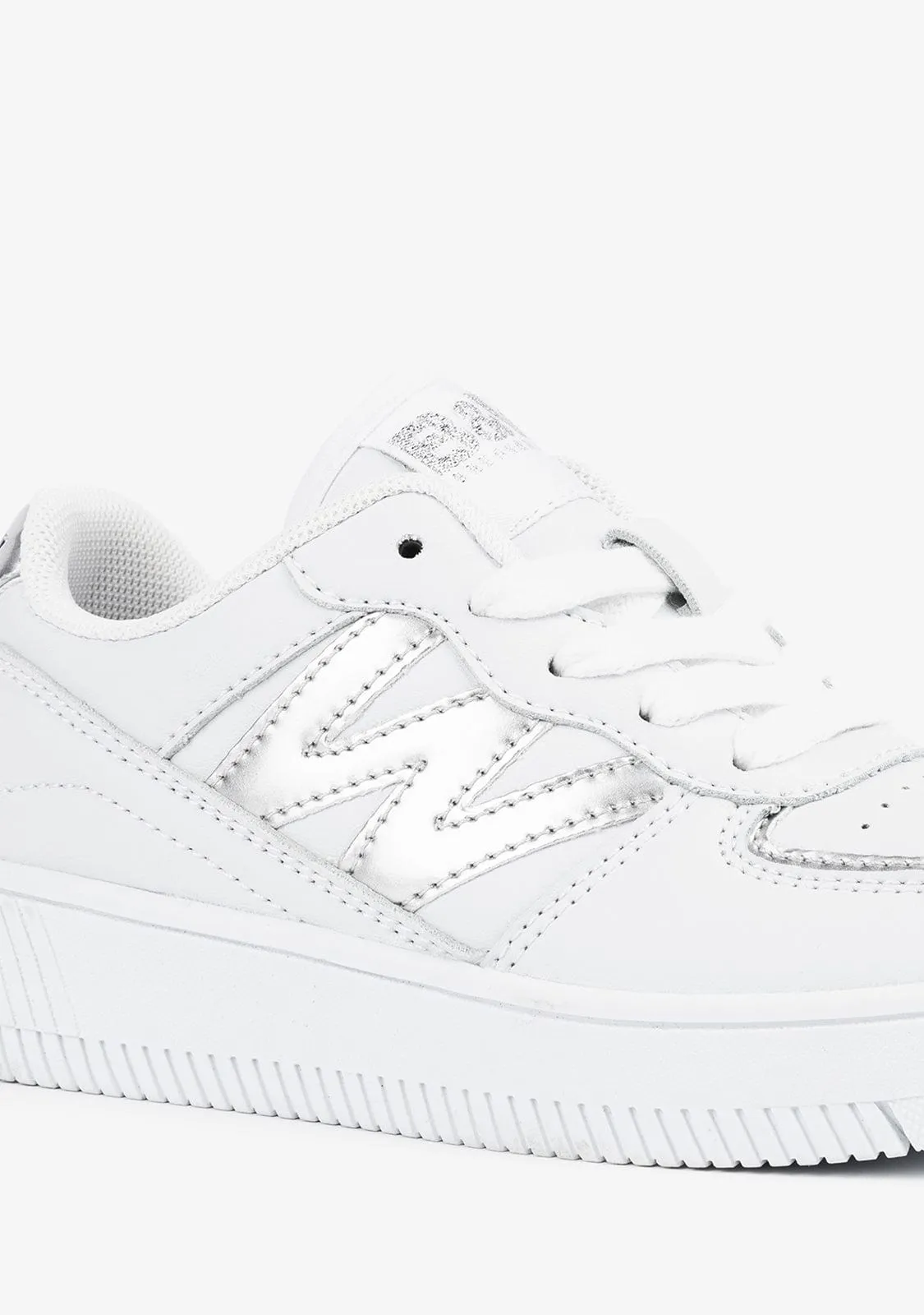 B&W White Metallized Basic Sneakers