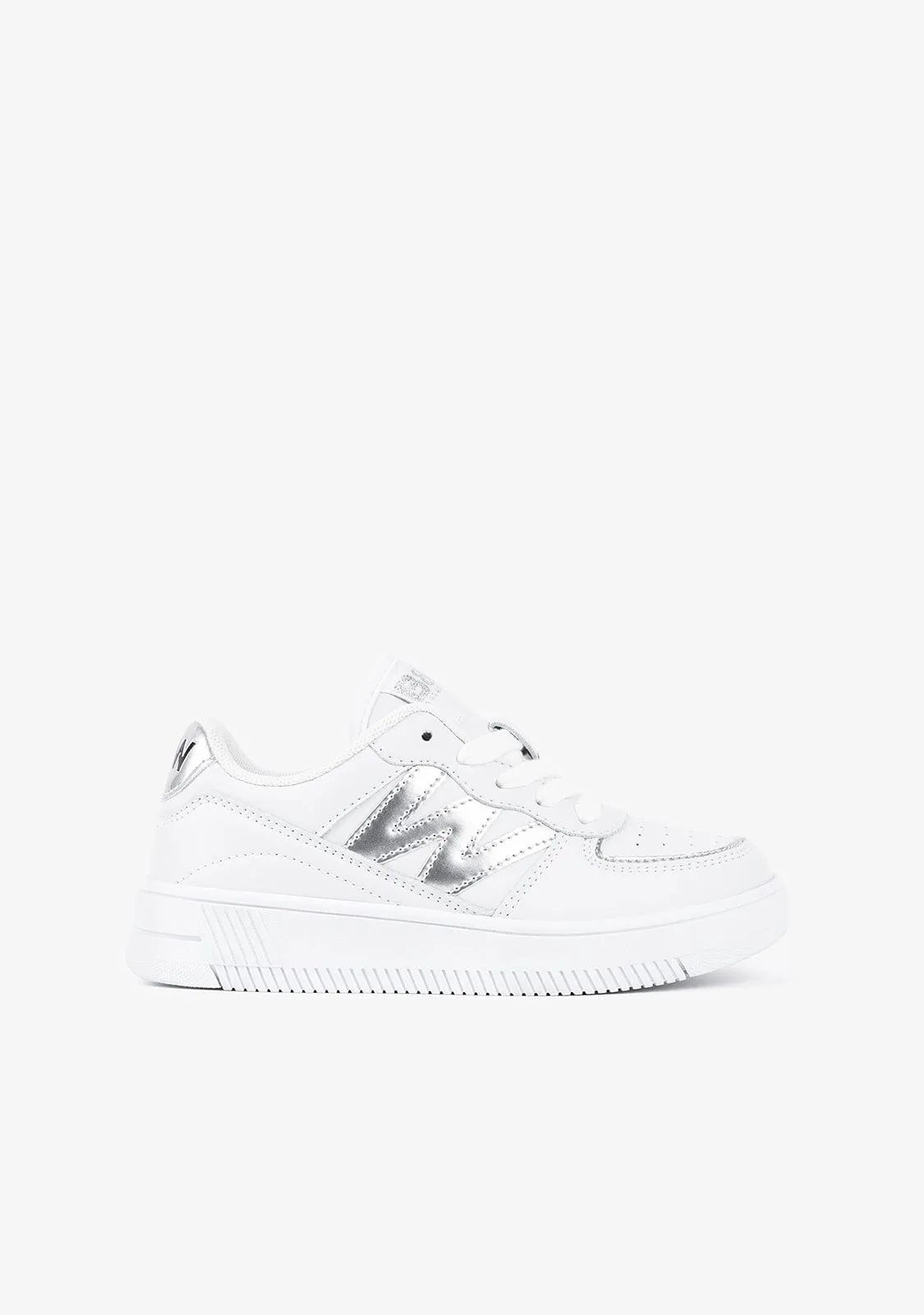 B&W White Metallized Basic Sneakers