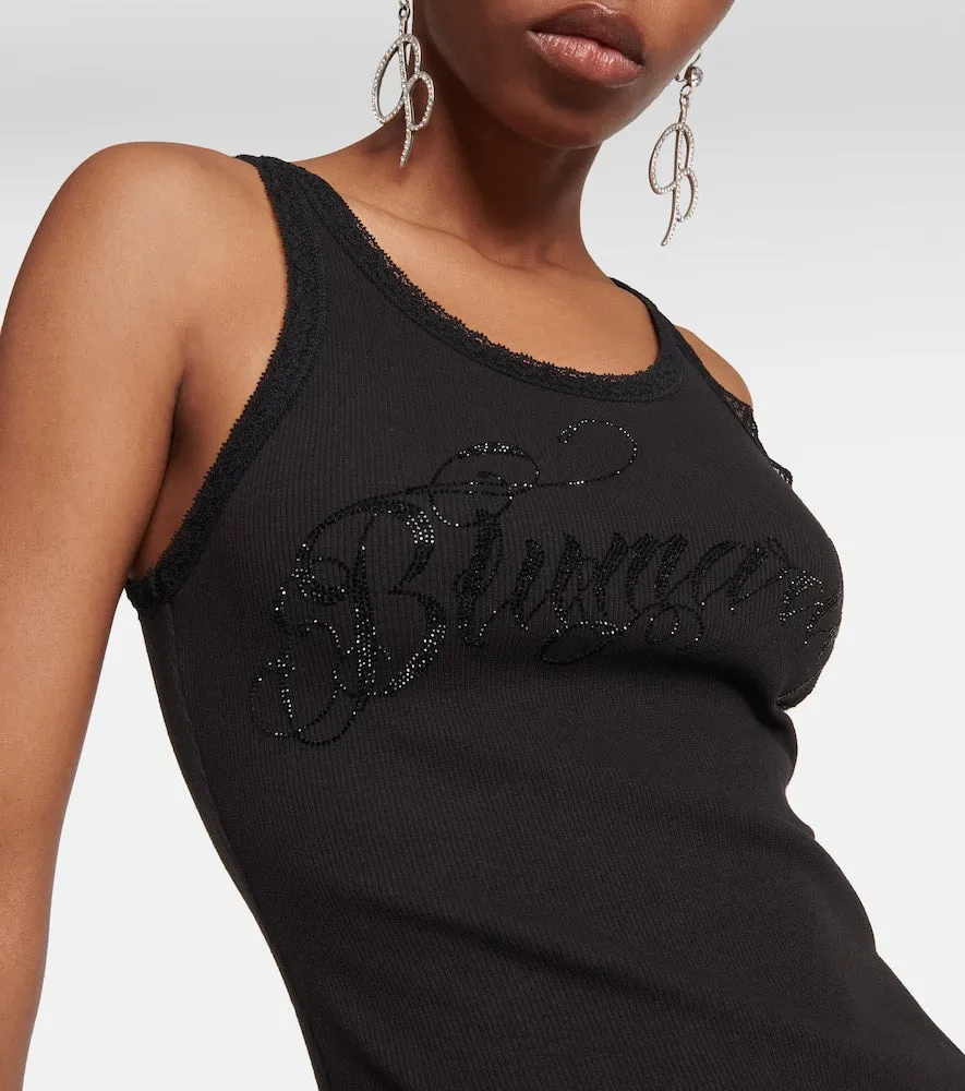 Blumarine Logo cotton-blend maxi dress