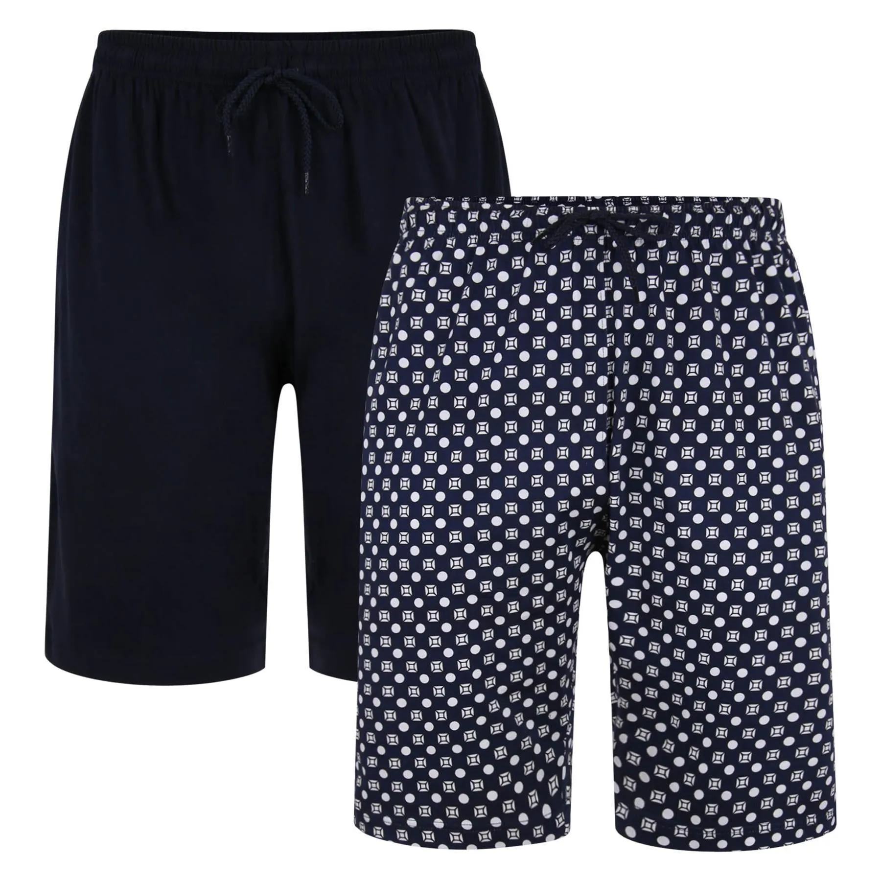 KAM Men's Big Size Extra Comfortable Twin Pack Plain And Printed Lounge Wear Shorts (KBS876) XXL-8XL, 2 Colour