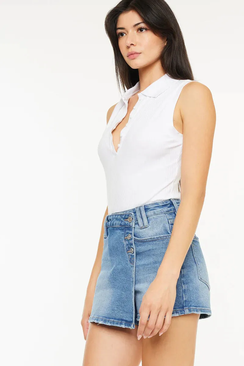 Keelan Cross Over Skort - MEDIUM WASH